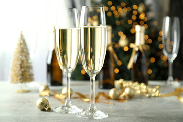 Concept of New Year celebration with champagne