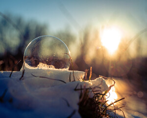 soap bubble at sunset