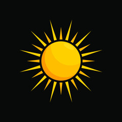 Sun icon vector design illustration on black background. Sun symbol sign. Sun logo design