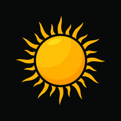 Sun icon vector design illustration on black background. Sun symbol sign. Sun logo design