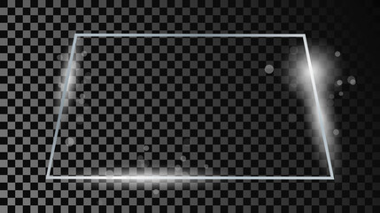 Silver glowing trapezoid shape frame with sparkles