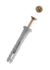 Plastic ribbed anchors - the anchor plastic pipe. Self-drilling zinc dowel with screws from metal. Bolts are made of zinc plated steel. Galvanized metal cavity dowel. Universal metal anchors.