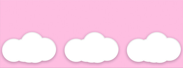 Cloud storage, panoramic image of a cloud on a pink background. Advertising template.
