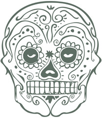 Doodle sugar skull isolated on white
