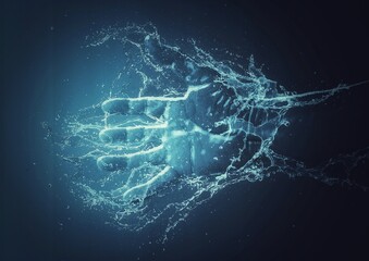 手から水が飛び散るイラスト