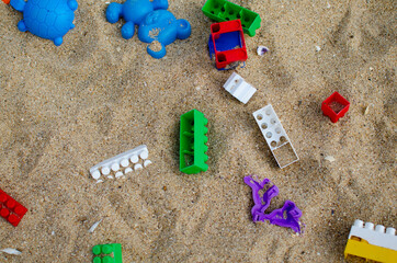 Plastic children's toys. Plastic molds for sand. Playground. Sandbox.