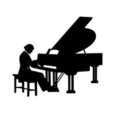 classical pianist playing piano silhouette