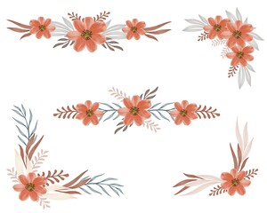 arrangement of orange floral watercolor frame 