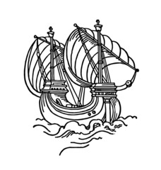 vintage old ship illustration