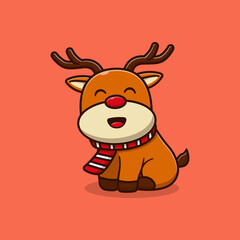 sitting cute little deer vector illustration design