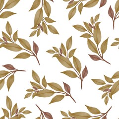 seamless pattern of brown leaves for fabric and background design