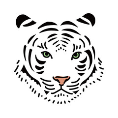 トラの顔だけイラスト　リアルアイコン
