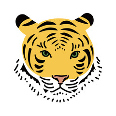 トラの顔だけイラスト　リアルアイコン
