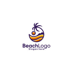 Beach and sea logo design