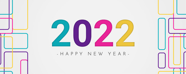 Colorful debossed 2022 numbers with abstract decoration on white background. Calendar header 2022