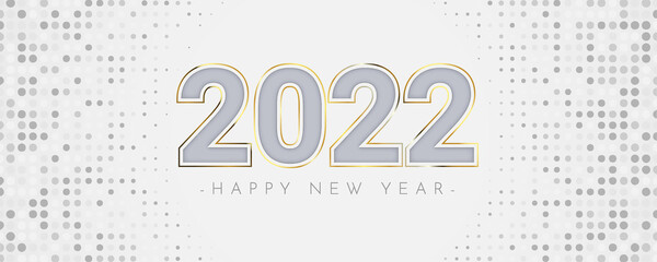 Elegant 2022 calendar header with the golden outline on abstract background. Luxury concept of happy new year 2022