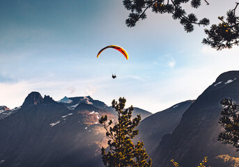 paraglider over the mountains