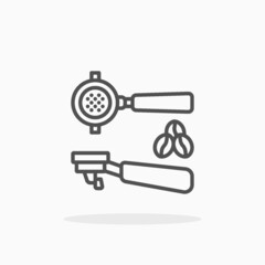 Portafilter icon. Outline Black. Editable Stroke and pixel perfect. Vector illustration. Enjoy this icon for your project.