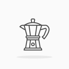 Moka Pot icon. Outline Black. Editable Stroke and pixel perfect. Vector illustration. Enjoy this icon for your project.