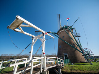 秋晴れの青空と佐倉ふるさと広場の風車