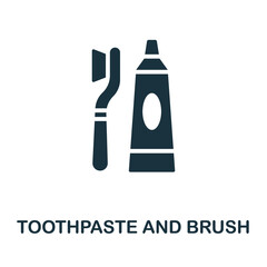 Toothpaste And Brush icon. Monochrome sign from bathroom collection. Creative Toothpaste And Brush icon illustration for web design, infographics and more
