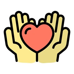 Obraz premium Love care icon. Outline love care vector icon color flat isolated