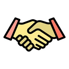 Friends handshake icon. Outline friends handshake vector icon color flat isolated