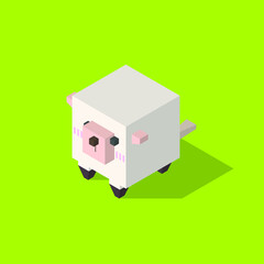 lamb cubic isometric on green background