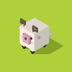 horn sheep cubic isometric on green background