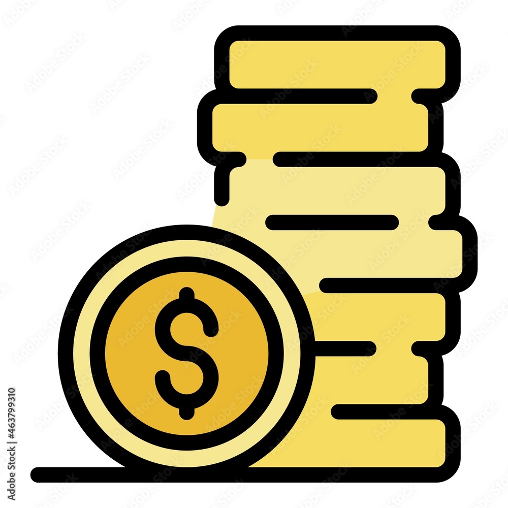 Wall mural Dollar money coin icon. Outline dollar money coin vector icon color flat isolated - Wall murals