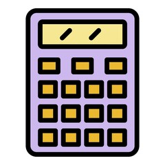 Money calculator icon. Outline money calculator vector icon color flat isolated