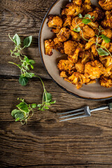 Cauliflower rosettes in a herbal marinade.