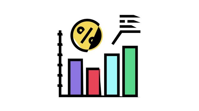 increase percent loan animated color icon. increase percent loan sign. isolated on white background