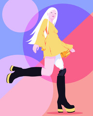 Young girl with bionic leg walking and smiling