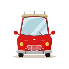 Red car on white background. Flat cartoon style vector illustration.