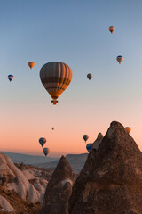 hot air balloon in Cappadocia at sunrise