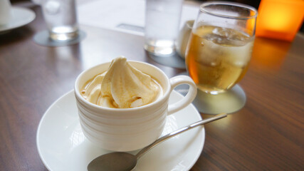 Affogato: soft ice cream with espresso