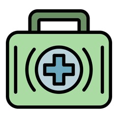 Obraz premium First aid kit icon. Outline first aid kit vector icon color flat isolated