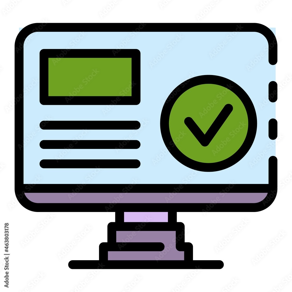 Poster computer biometric authentication icon. outline computer biometric authentication vector icon color 