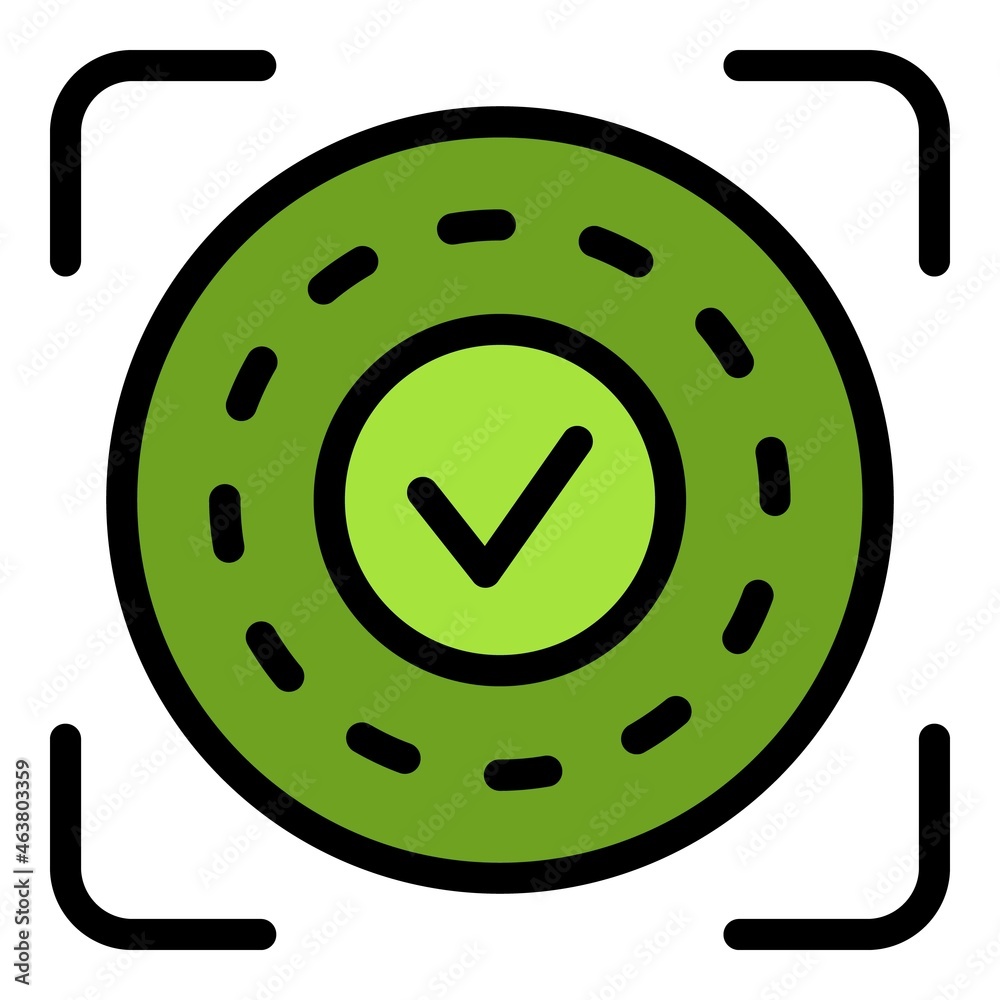 Poster approved authentication icon. outline approved authentication vector icon color flat isolated