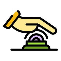 Hand touch authentication icon. Outline hand touch authentication vector icon color flat isolated