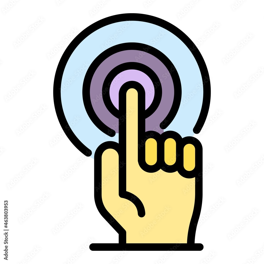 Poster touch authentication icon. outline touch authentication vector icon color flat isolated