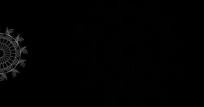 Abstract ornamental digital hand drawn silver color mandala footage. Floral vintage decorative element`s oriental pattern