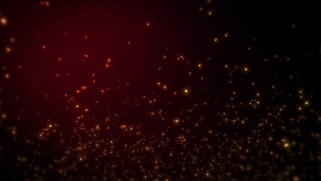 夜空に輝く金色の幻想的な雪のようなパーティクル粒子の動画　4K　LOOP