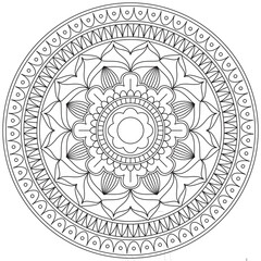 Leaf Flower Petal Coloring Mandala Art Simple Graphic Shape Vector Floral Oriental Outline Vintage Decorative Elements Pattern Illustration Islam Arabic Indian Turkish Mystic Religion Morals Lotus