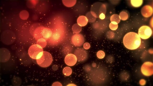 夜空に輝く金色の幻想的な雪のようなパーティクル粒子の動画　4K　LOOP