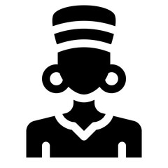 African Traditional Woman Glyph Icon Vector