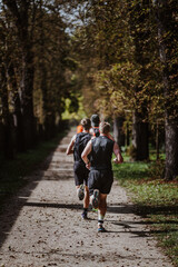 Group of runners in the park in the morning.