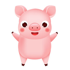 Cute happy pig. Cartoon piglet character for kids and children