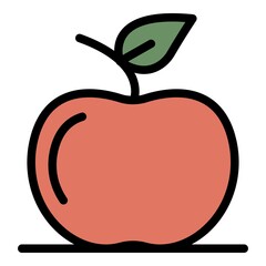 Fresh apple icon. Outline fresh apple vector icon color flat isolated